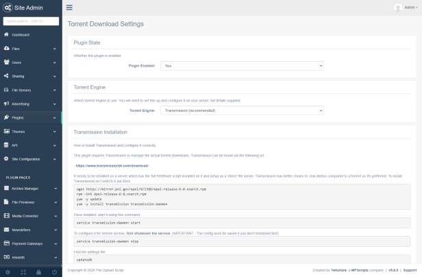 Admin Settings Install